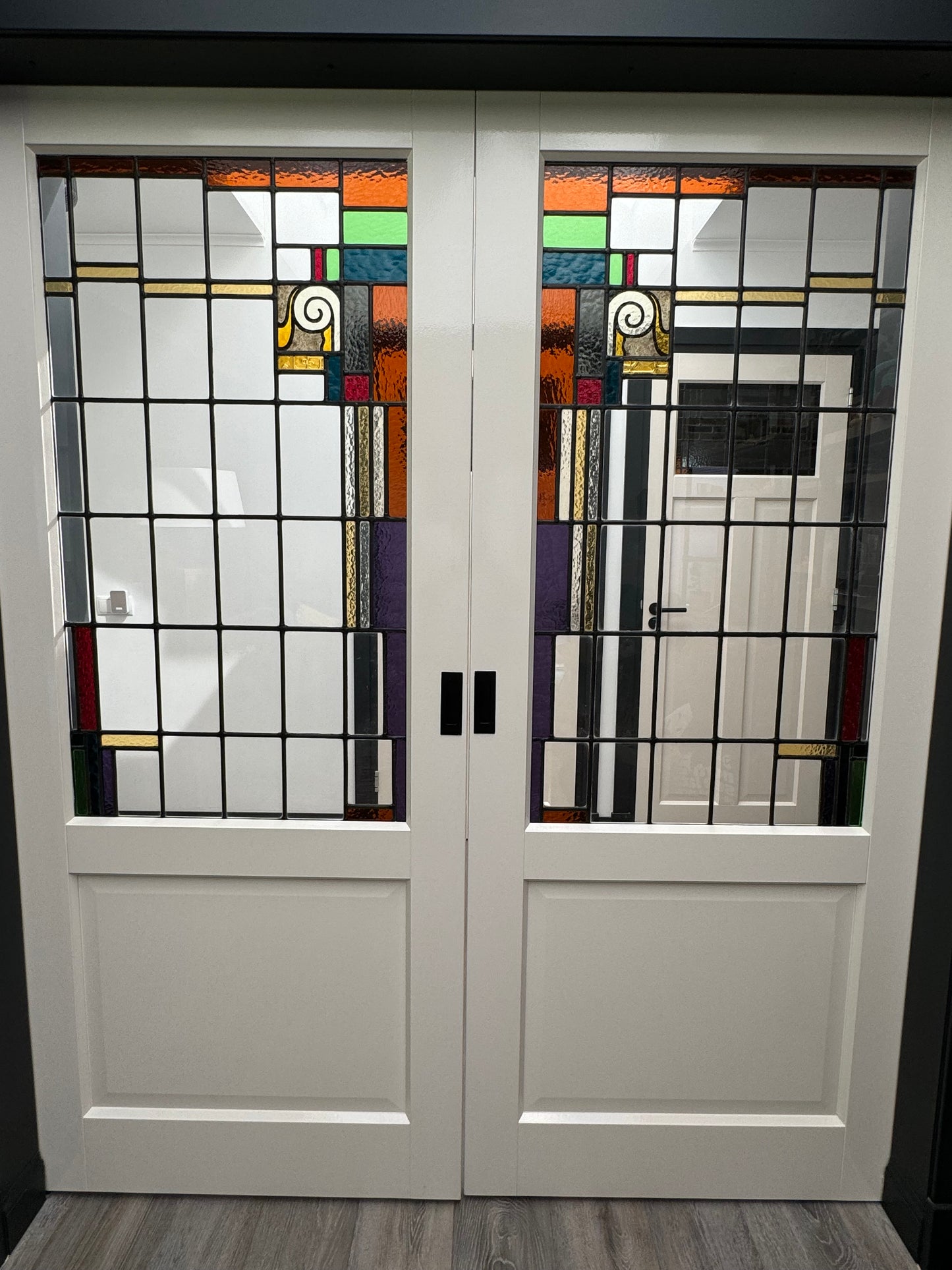 Stained glass in sliding doors based on customer design
